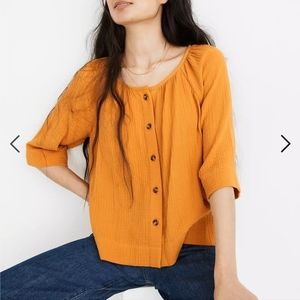 Madewell Gauze Button Front Raglan Top size small